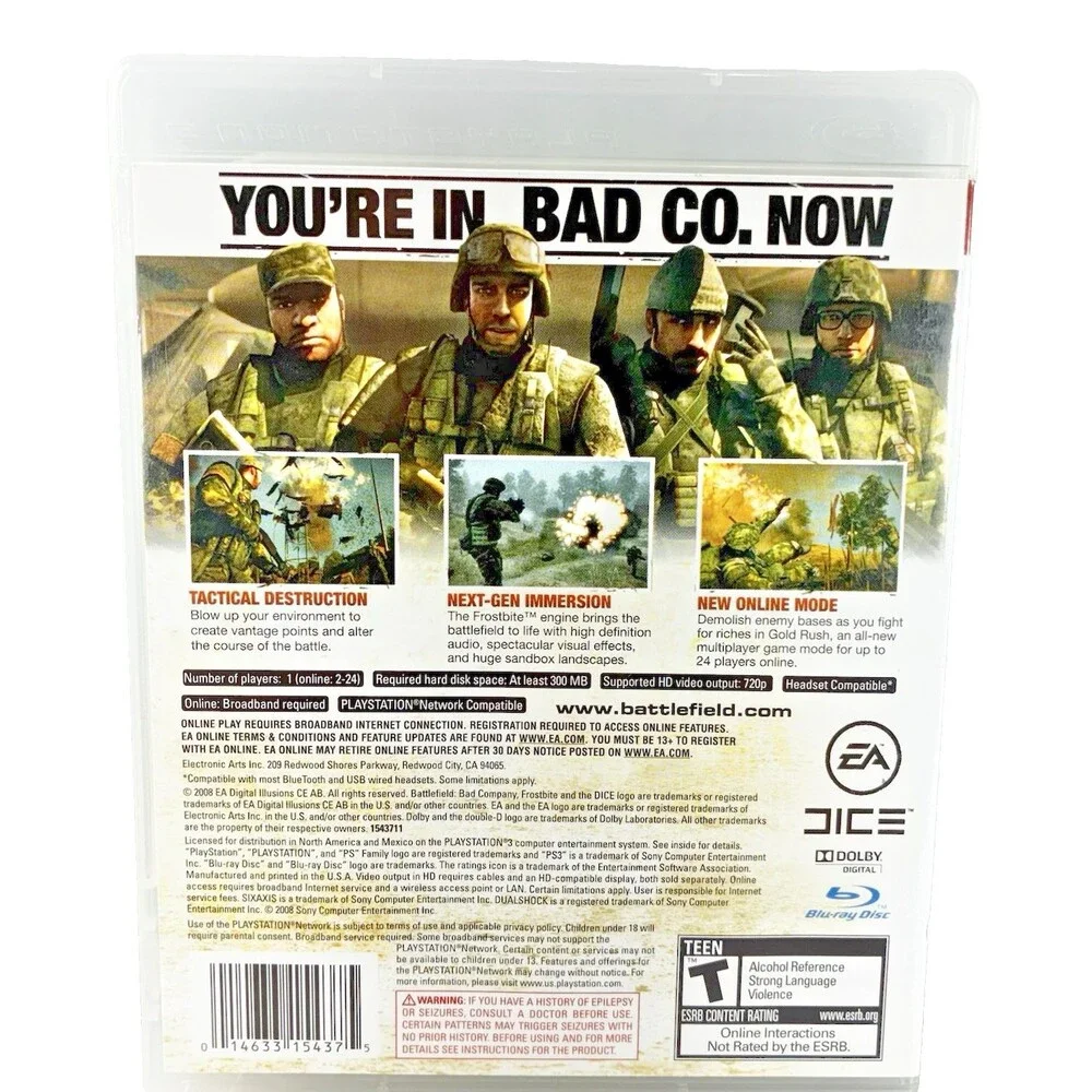 Battlefield: Bad Company Sony PlayStation 3 EA 2008 Complete with Manual Tested